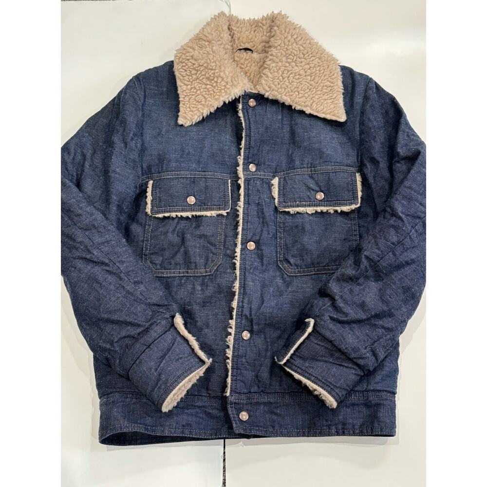 Vintage Chambray Denim Snap Trucker Jacket Lined Mens Womens Small Medium Large